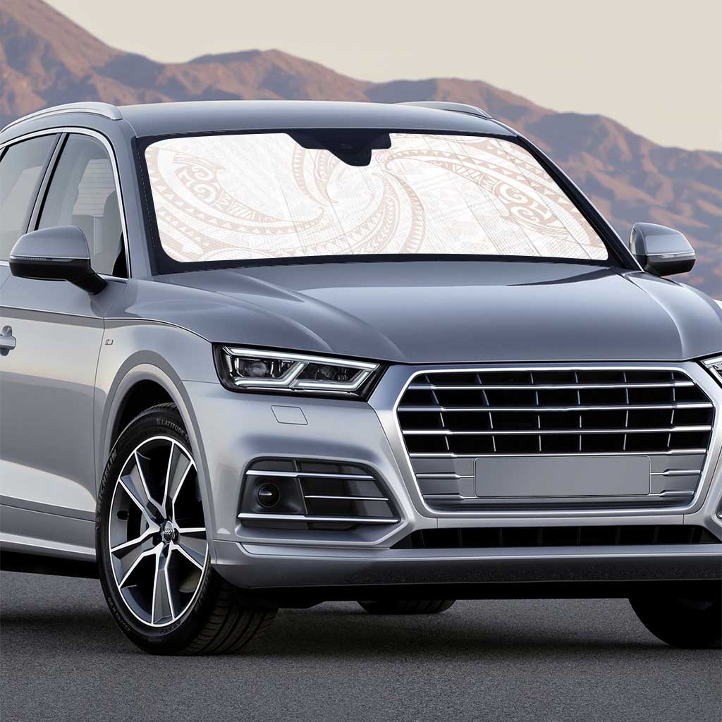 White Sunday Lotu Tamaiti Auto Sun Shade Polynesian Wave Pastel Nude - Polynesian Pride