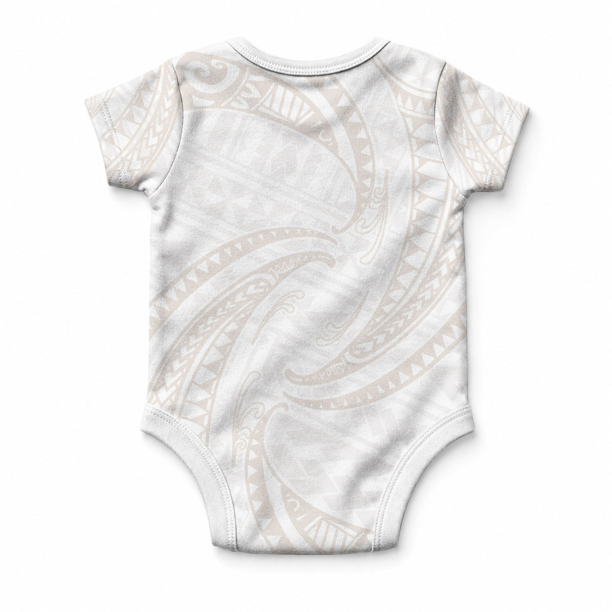 White Sunday Lotu Tamaiti Baby Onesie Polynesian Wave Pastel Nude