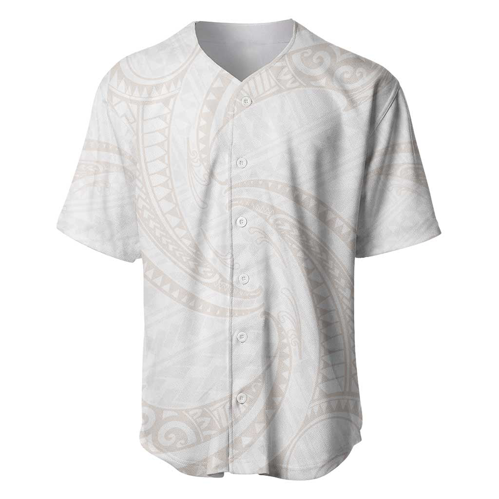 White Sunday Lotu Tamaiti Baseball Jersey Polynesian Wave Pastel Nude - Polynesian Pride