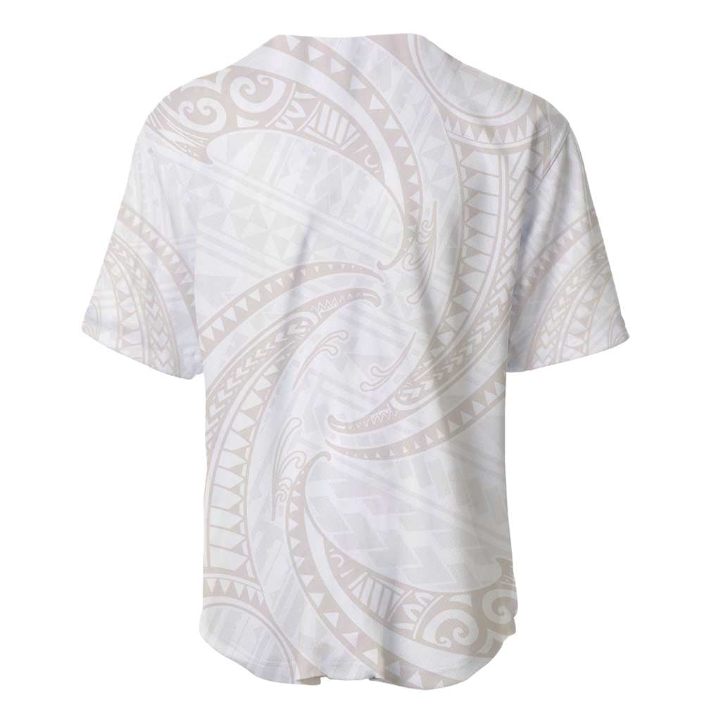 White Sunday Lotu Tamaiti Baseball Jersey Polynesian Wave Pastel Nude - Polynesian Pride