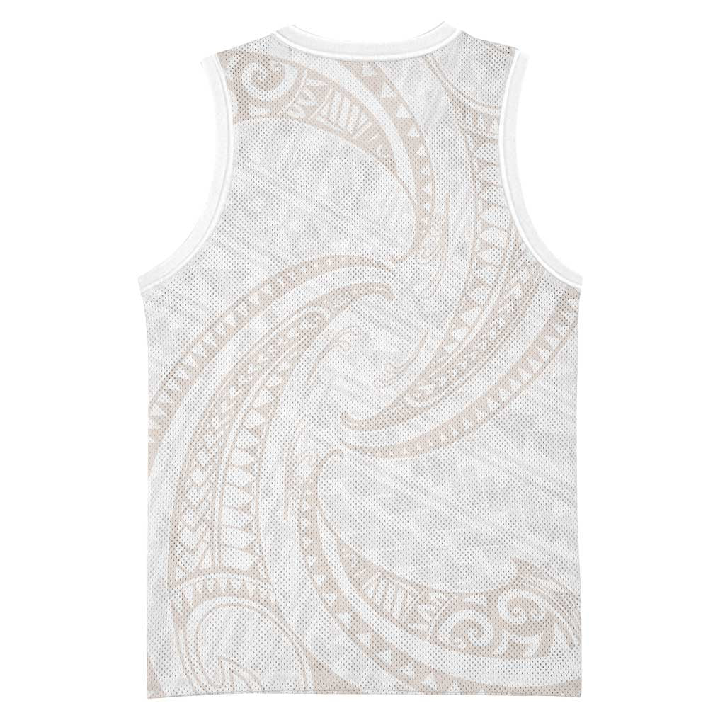White Sunday Lotu Tamaiti Basketball Jersey Polynesian Wave Pastel Nude - Polynesian Pride