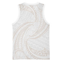 White Sunday Lotu Tamaiti Basketball Jersey Polynesian Wave Pastel Nude - Polynesian Pride