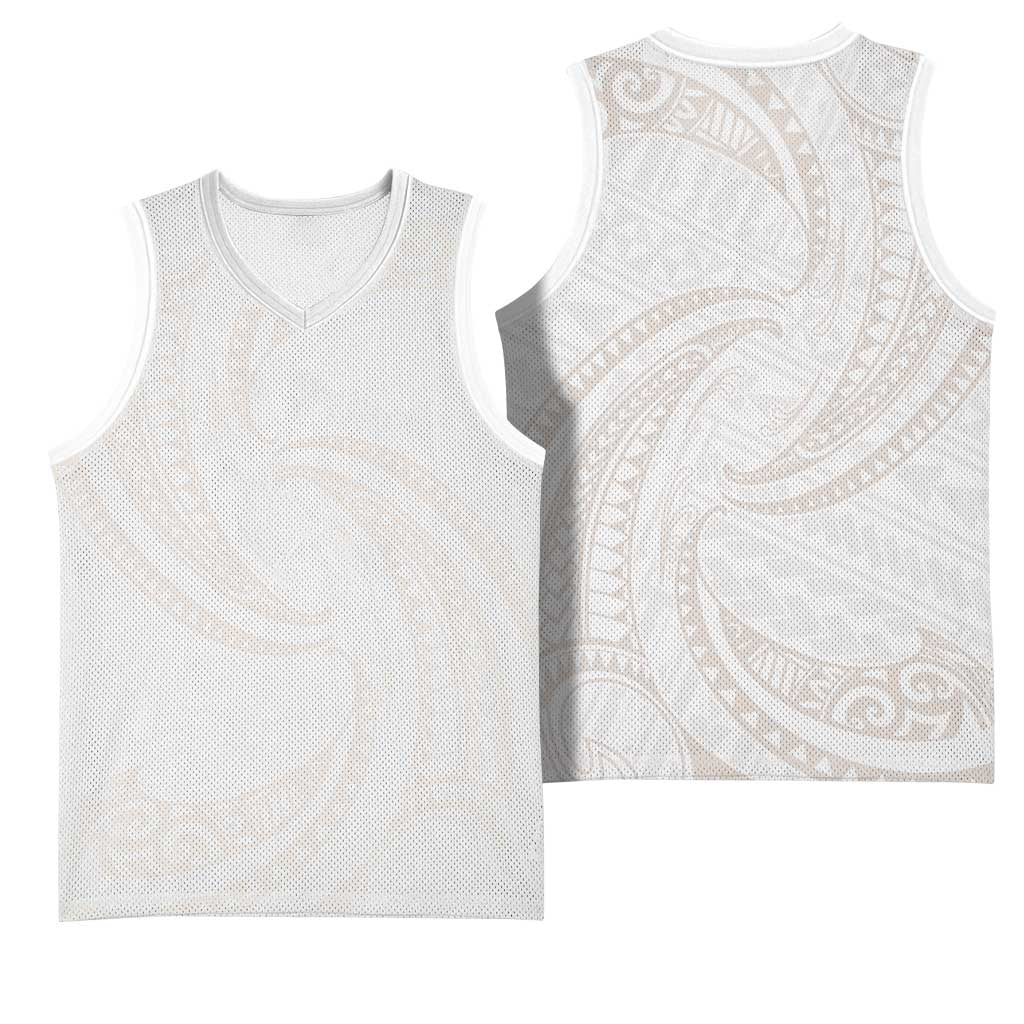 White Sunday Lotu Tamaiti Basketball Jersey Polynesian Wave Pastel Nude - Polynesian Pride