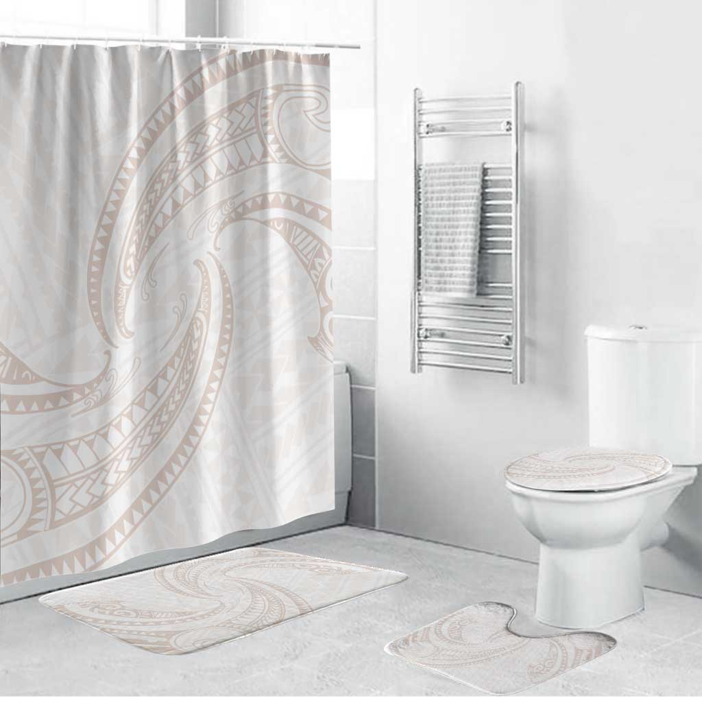 White Sunday Lotu Tamaiti Bathroom Set Polynesian Wave Pastel Nude - Polynesian Pride