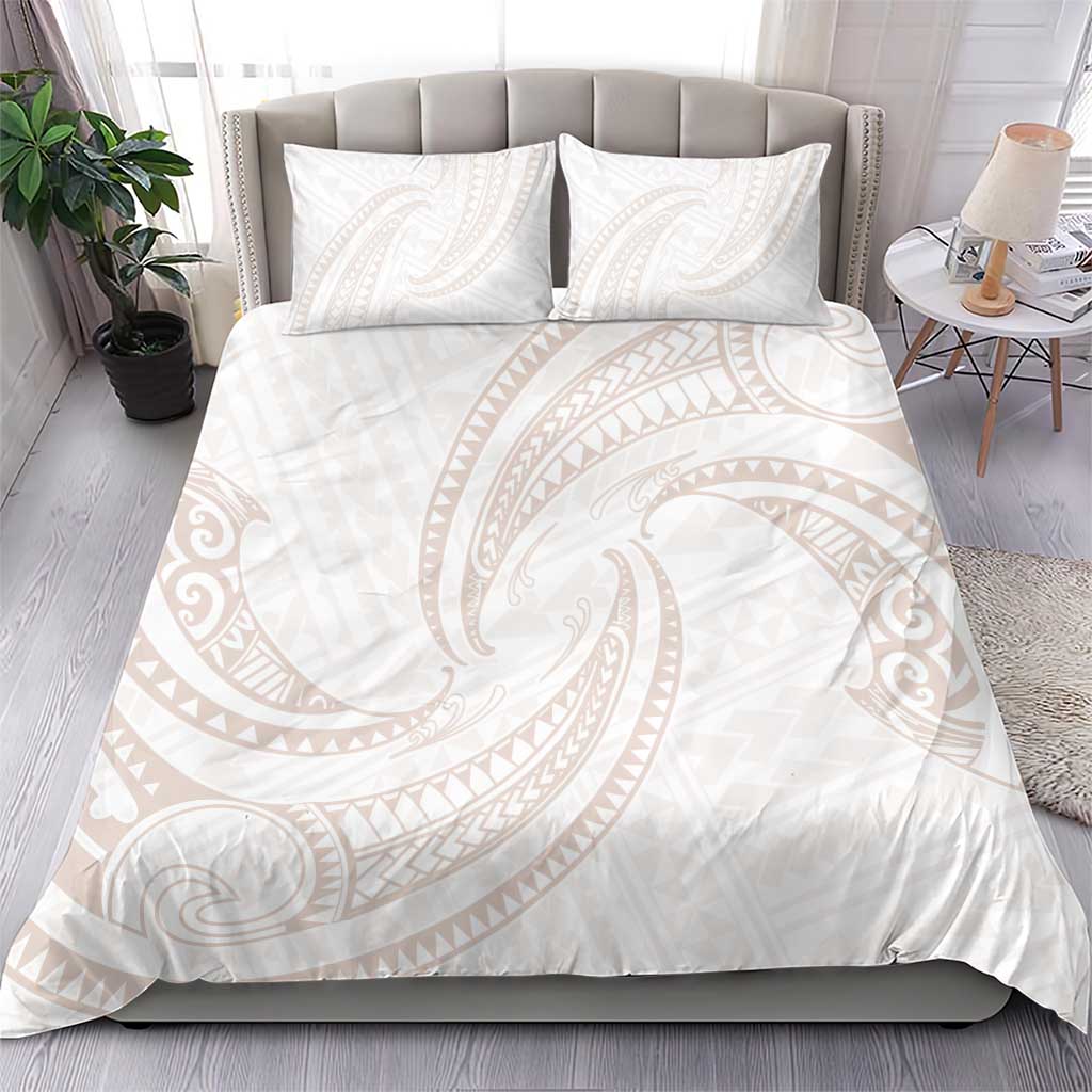 White Sunday Lotu Tamaiti Bedding Set Polynesian Wave Pastel Nude - Polynesian Pride