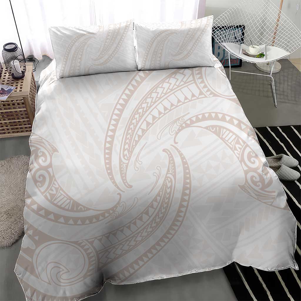 White Sunday Lotu Tamaiti Bedding Set Polynesian Wave Pastel Nude - Polynesian Pride