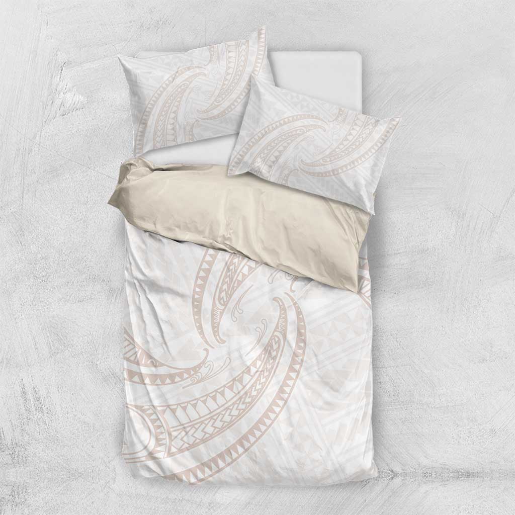 White Sunday Lotu Tamaiti Bedding Set Polynesian Wave Pastel Nude - Polynesian Pride
