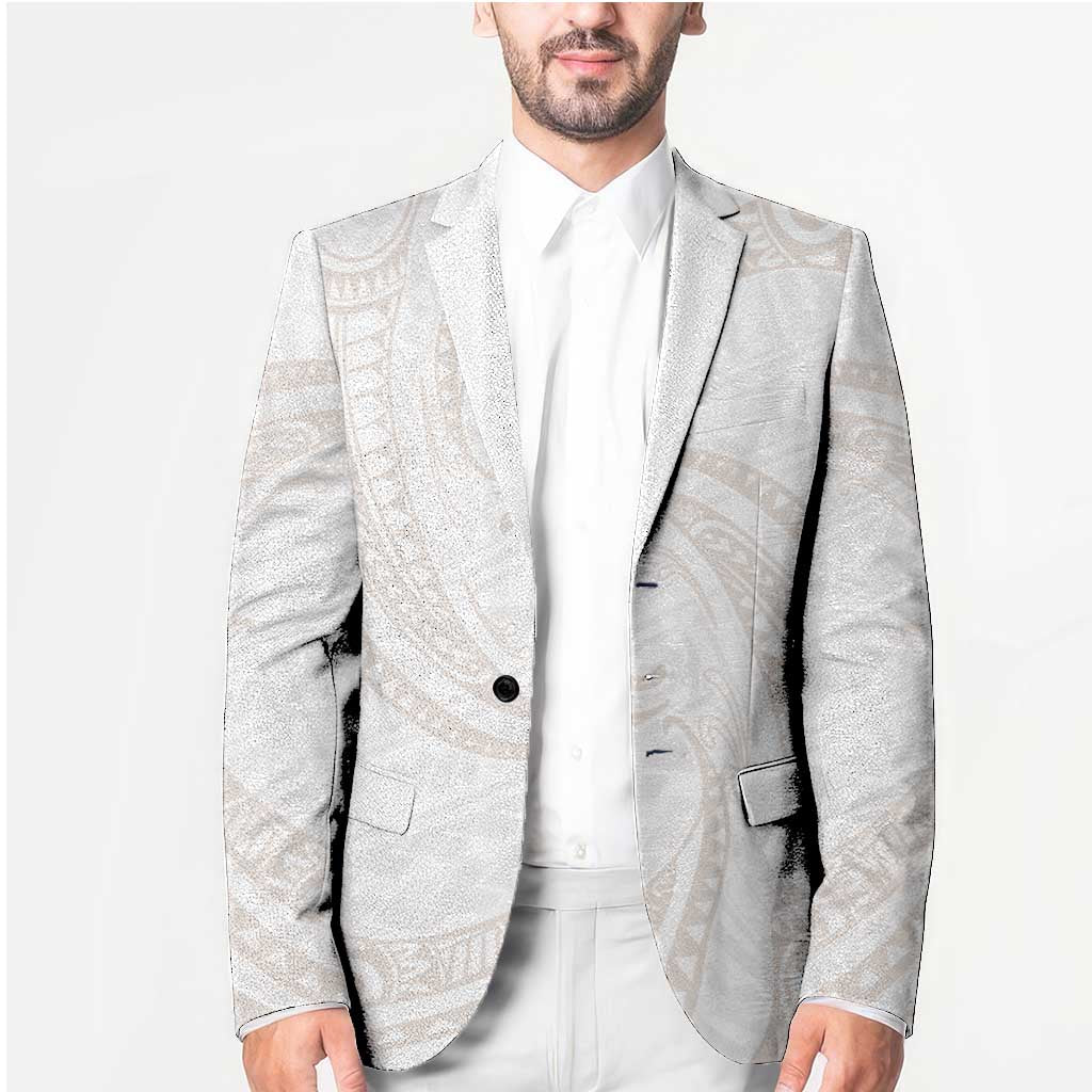 White Sunday Lotu Tamaiti Blazer Polynesian Wave Pastel Nude - Polynesian Pride
