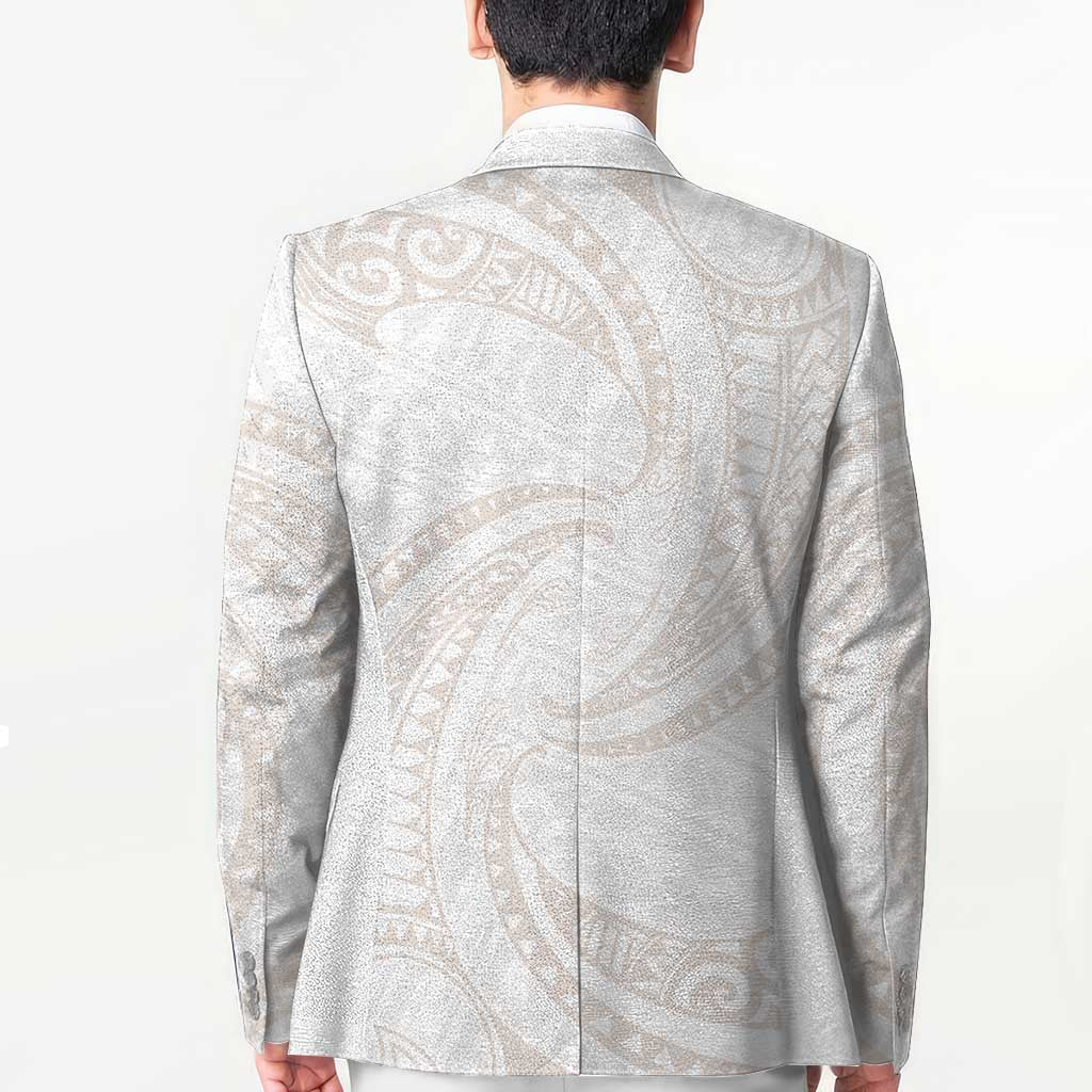 White Sunday Lotu Tamaiti Blazer Polynesian Wave Pastel Nude - Polynesian Pride