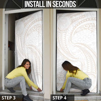 White Sunday Lotu Tamaiti Door Cover Polynesian Wave Pastel Nude - Polynesian Pride