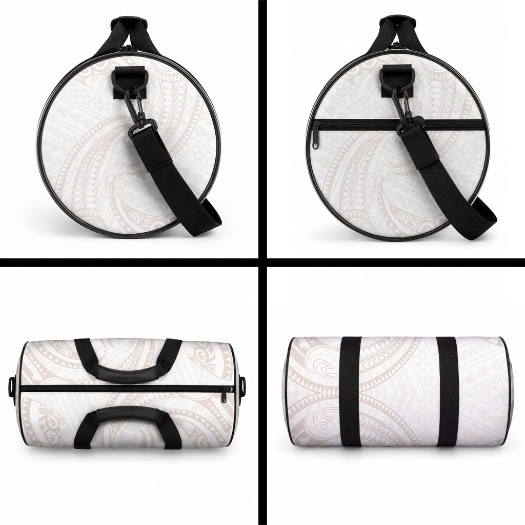 White Sunday Lotu Tamaiti Duffle Bag Polynesian Wave Pastel Nude