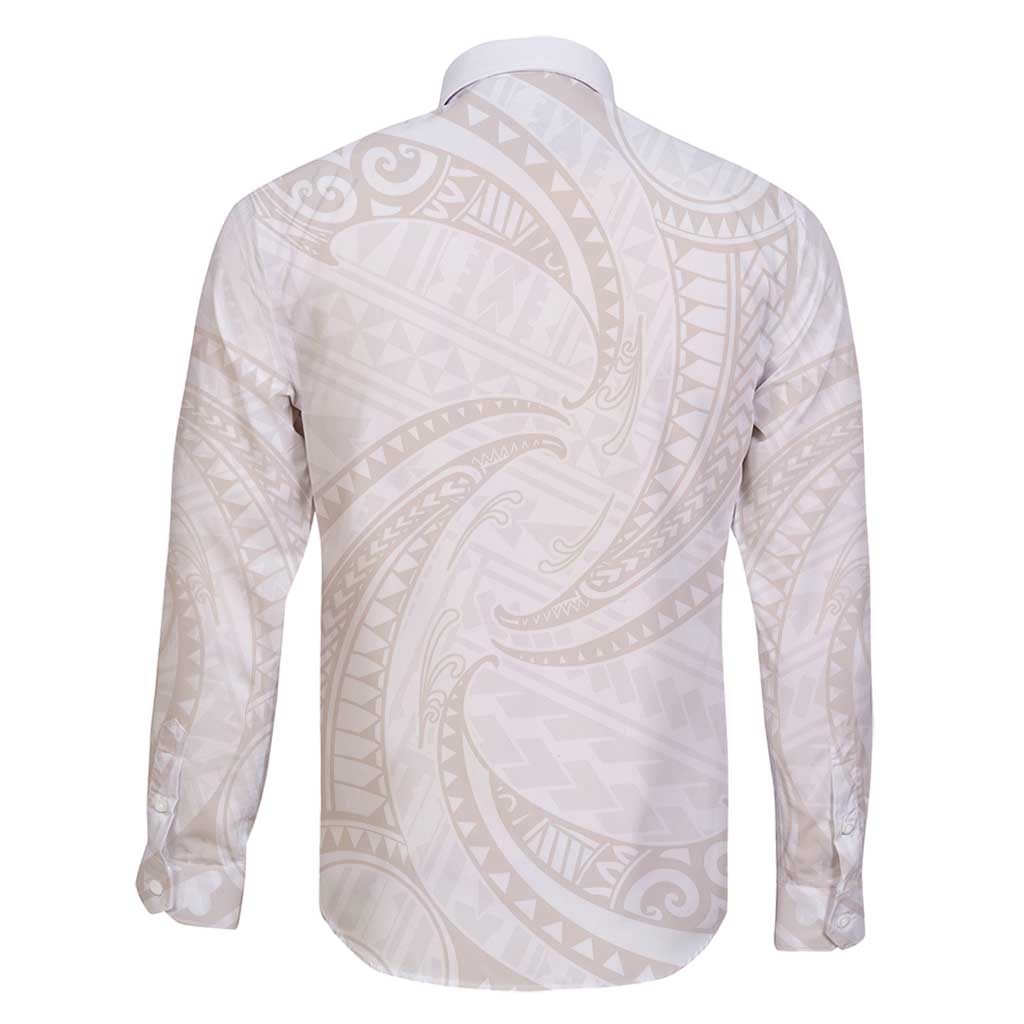 White Sunday Lotu Tamaiti Family Matching Off Shoulder Short Dress and Hawaiian Shirt Polynesian Wave Pastel Nude - Polynesian Pride