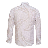 White Sunday Lotu Tamaiti Family Matching Off Shoulder Short Dress and Hawaiian Shirt Polynesian Wave Pastel Nude - Polynesian Pride