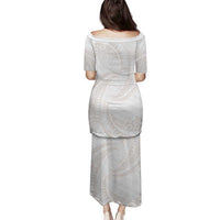 White Sunday Lotu Tamaiti Family Matching Puletasi and Hawaiian Shirt Polynesian Wave Pastel Nude - Polynesian Pride