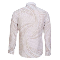 White Sunday Lotu Tamaiti Family Matching Short Sleeve Bodycon Dress and Hawaiian Shirt Polynesian Wave Pastel Nude - Polynesian Pride