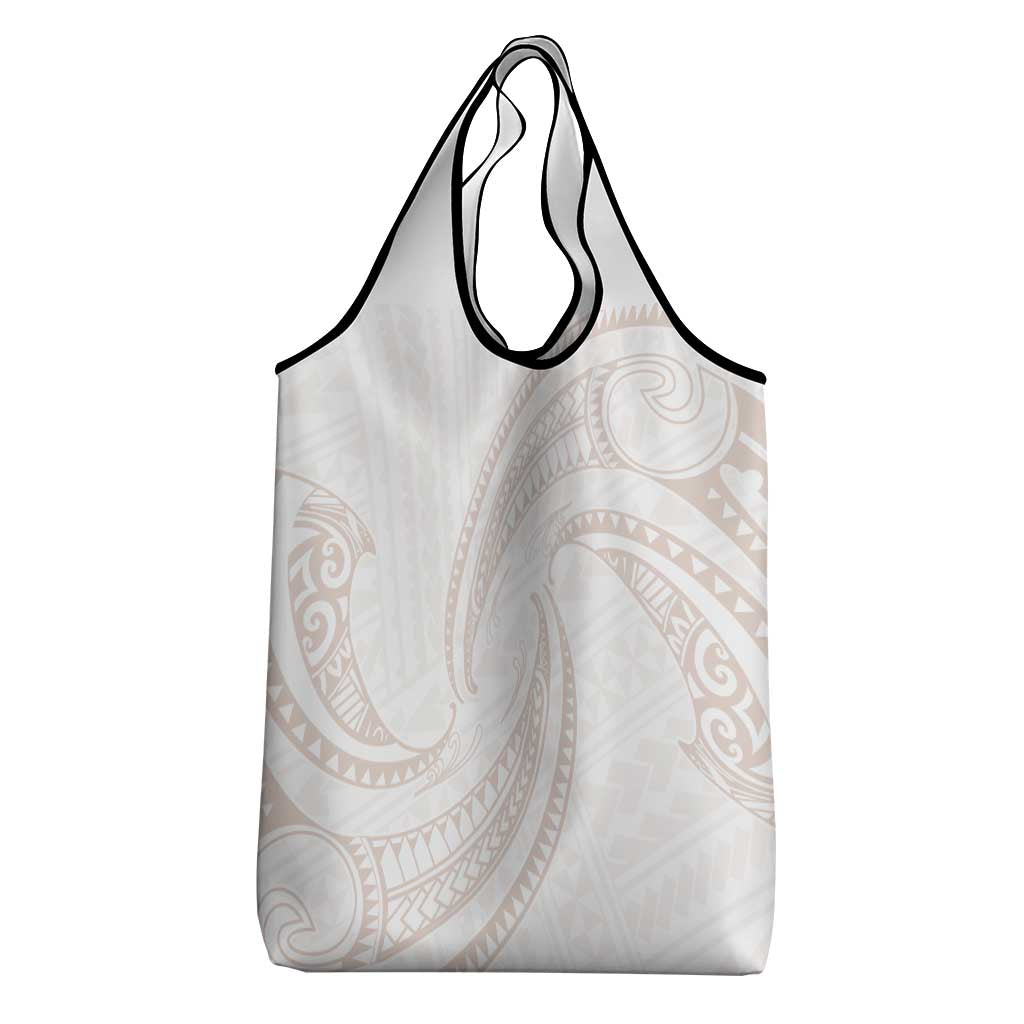 White Sunday Lotu Tamaiti Grocery Bag Polynesian Wave Pastel Nude - Polynesian Pride