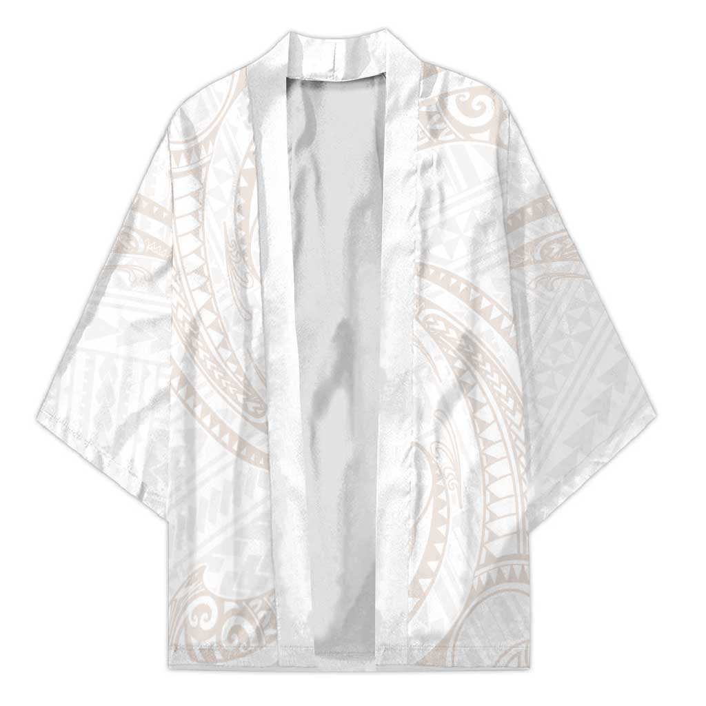White Sunday Lotu Tamaiti Kimono Polynesian Wave Pastel Nude - Polynesian Pride
