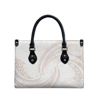 White Sunday Lotu Tamaiti Leather Bag Polynesian Wave Pastel Nude - Polynesian Pride