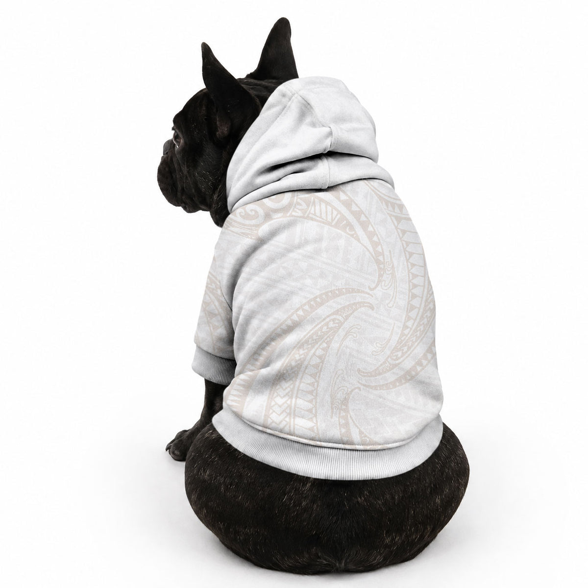 White Sunday Lotu Tamaiti Pet Hoodie Polynesian Wave Pastel Nude