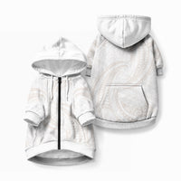 White Sunday Lotu Tamaiti Pet Hoodie Polynesian Wave Pastel Nude