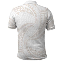 White Sunday Lotu Tamaiti Polo Shirt Polynesian Wave Pastel Nude - Polynesian Pride