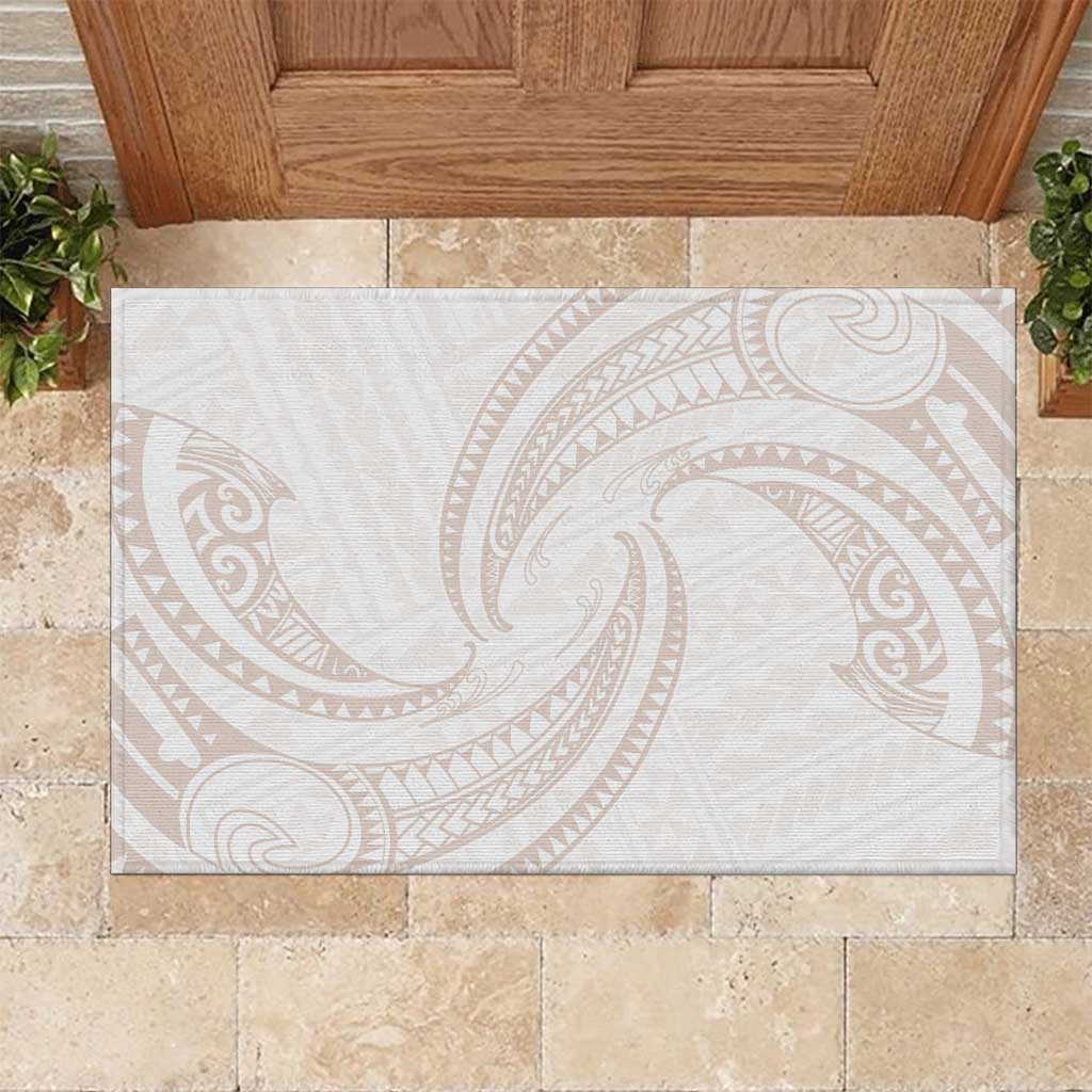 White Sunday Lotu Tamaiti Rubber Doormat Polynesian Wave Pastel Nude - Polynesian Pride