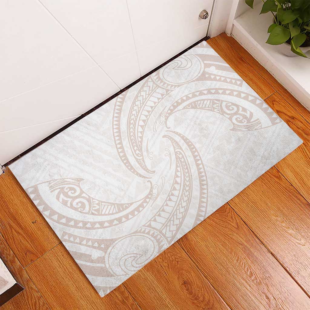 White Sunday Lotu Tamaiti Rubber Doormat Polynesian Wave Pastel Nude - Polynesian Pride
