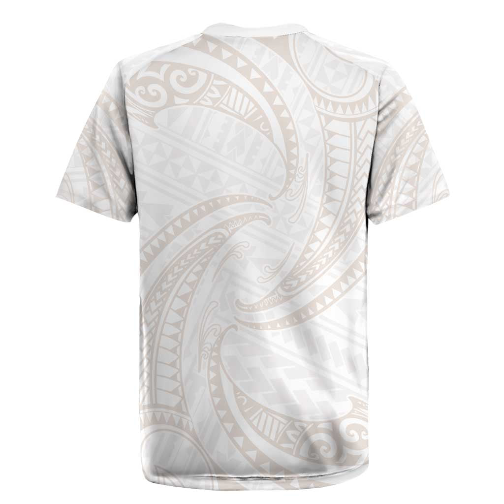 White Sunday Lotu Tamaiti Rugby Jersey Polynesian Wave Pastel Nude - Polynesian Pride