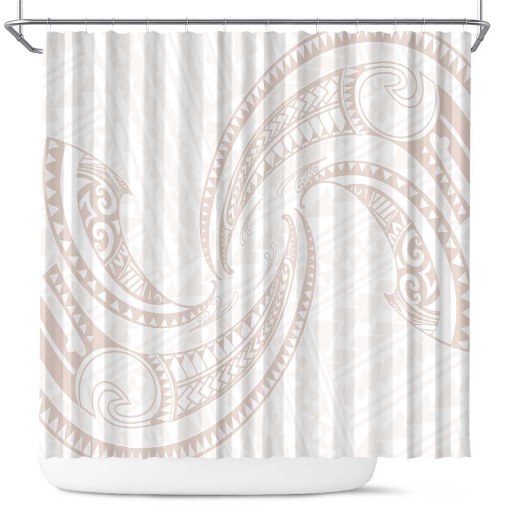 White Sunday Lotu Tamaiti Shower Curtain Polynesian Wave Pastel Nude - Polynesian Pride