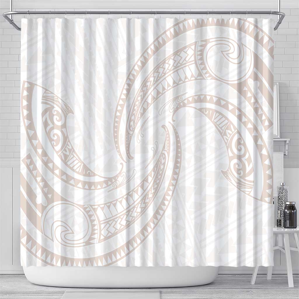 White Sunday Lotu Tamaiti Shower Curtain Polynesian Wave Pastel Nude - Polynesian Pride