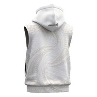 White Sunday Lotu Tamaiti Sleeveless Zip Hoodie Polynesian Wave Pastel Nude - Polynesian Pride