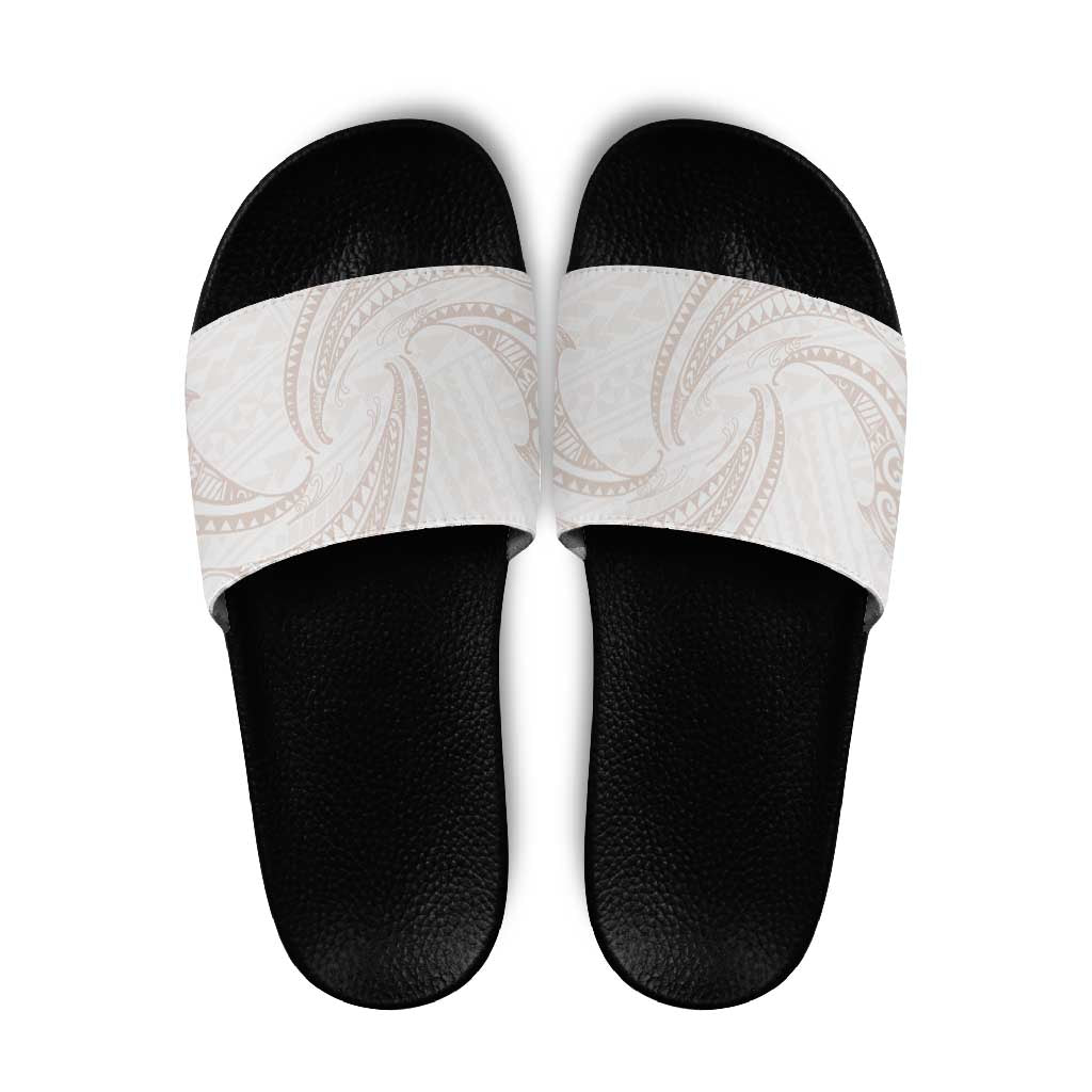 White Sunday Lotu Tamaiti Slide Sandals Polynesian Wave Pastel Nude - Polynesian Pride