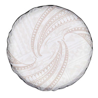 White Sunday Lotu Tamaiti Spare Tire Cover Polynesian Wave Pastel Nude - Polynesian Pride