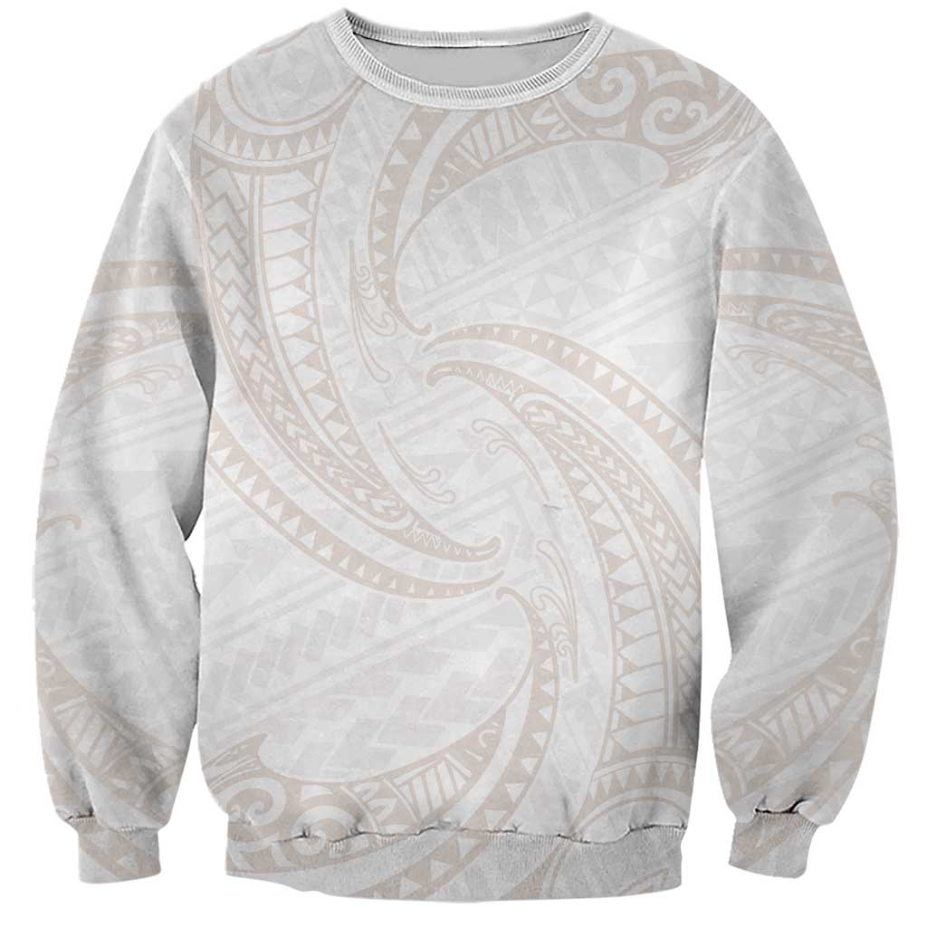 White Sunday Lotu Tamaiti Sweatshirt Polynesian Wave Pastel Nude - Polynesian Pride