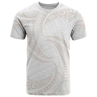 White Sunday Lotu Tamaiti T Shirt Polynesian Wave Pastel Nude - Polynesian Pride