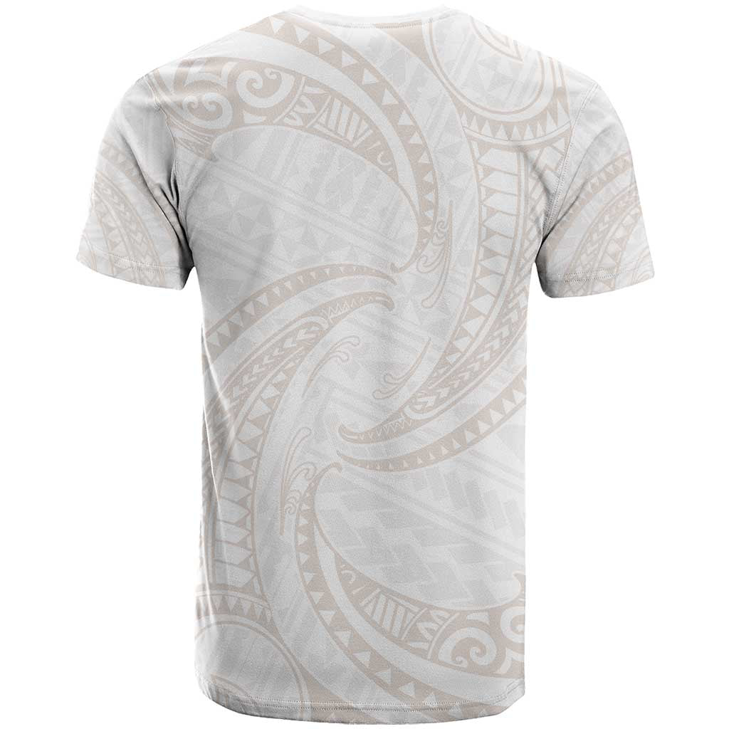 White Sunday Lotu Tamaiti T Shirt Polynesian Wave Pastel Nude - Polynesian Pride