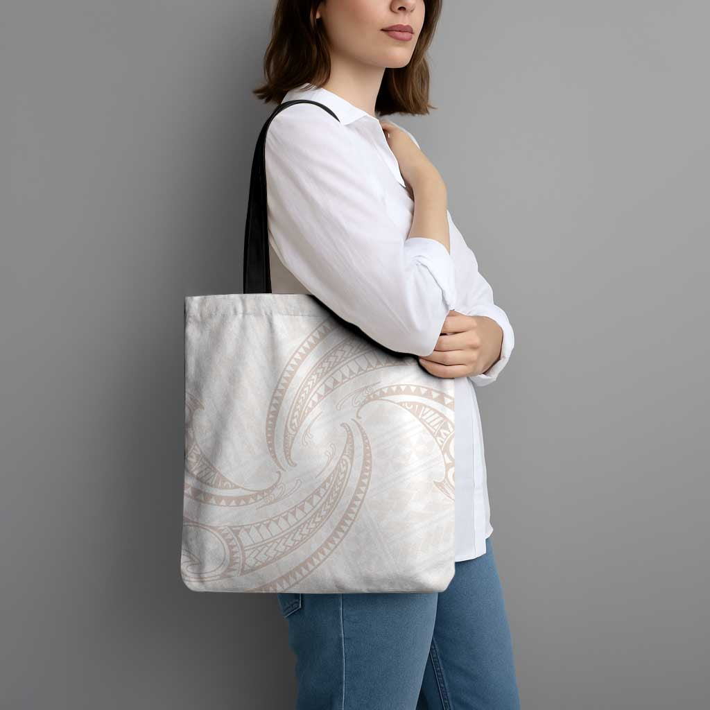 White Sunday Lotu Tamaiti Tote Bag Polynesian Wave Pastel Nude - Polynesian Pride