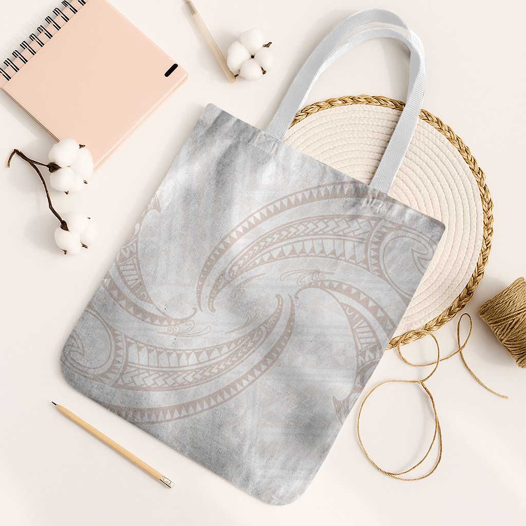 White Sunday Lotu Tamaiti Tote Bag Polynesian Wave Pastel Nude - Polynesian Pride