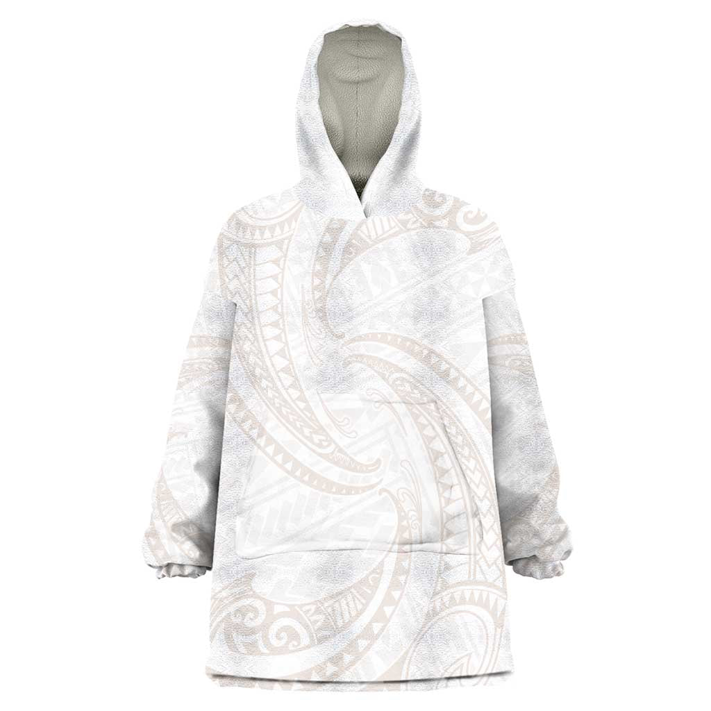 White Sunday Lotu Tamaiti Wearable Blanket Hoodie Polynesian Wave Pastel Nude - Polynesian Pride