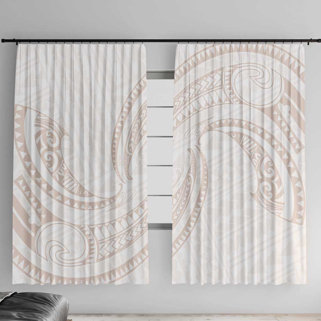 White Sunday Lotu Tamaiti Window Curtain Polynesian Wave Pastel Nude - Polynesian Pride
