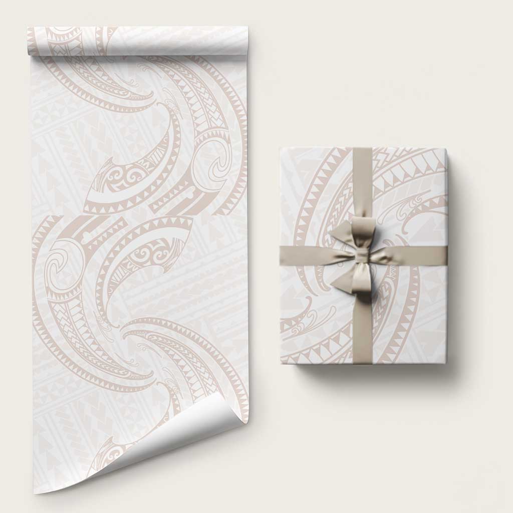 White Sunday Lotu Tamaiti Wrapping Paper Polynesian Wave Pastel Nude - Polynesian Pride