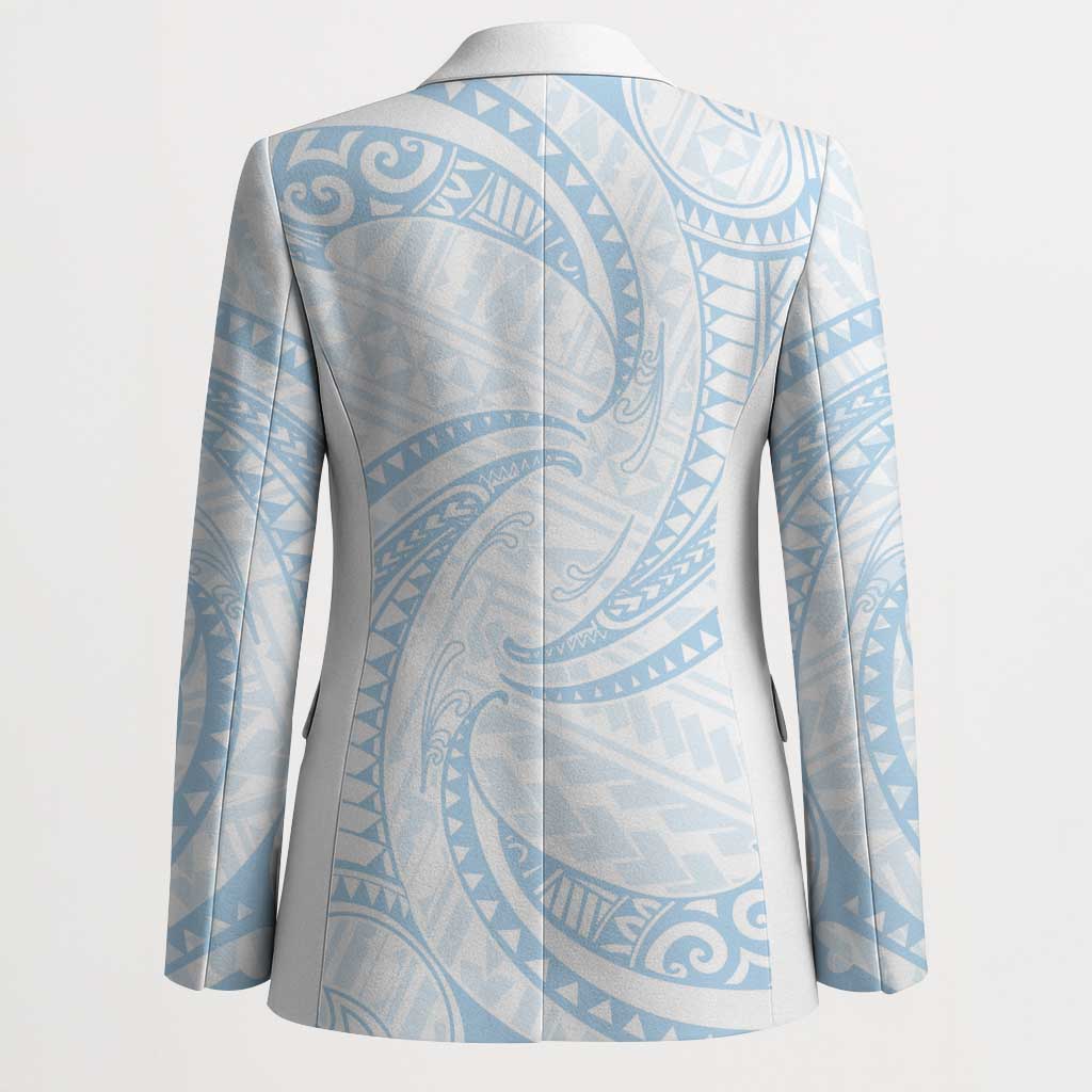 White Sunday Lotu Tamaiti Blazer Polynesian Wave Pastel Sky Blue - Polynesian Pride