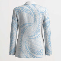 White Sunday Lotu Tamaiti Blazer Polynesian Wave Pastel Sky Blue - Polynesian Pride