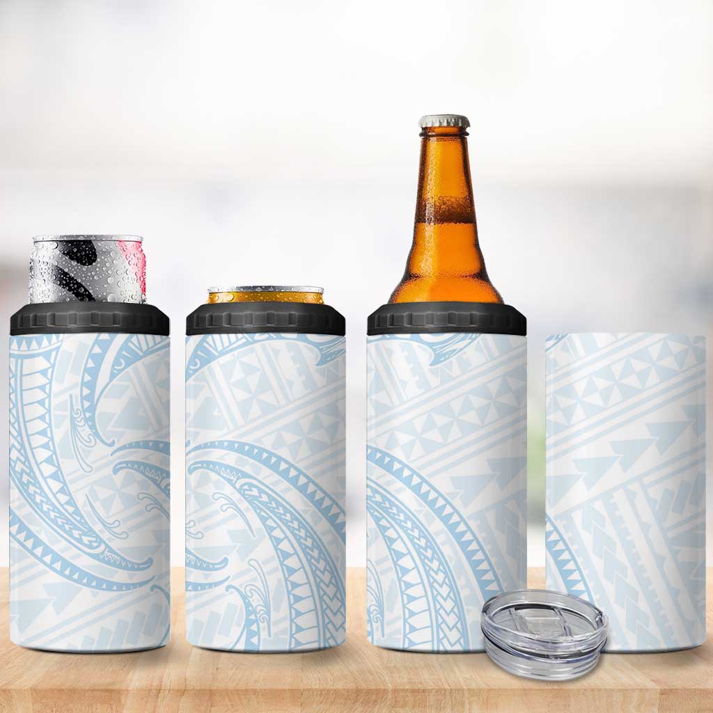 White Sunday Lotu Tamaiti 4 in 1 Can Cooler Tumbler Polynesian Wave Pastel Sky Blue - Polynesian Pride