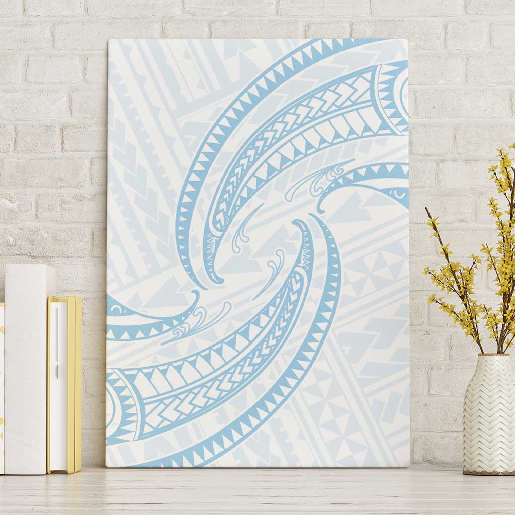 White Sunday Lotu Tamaiti Canvas Wall Art Polynesian Wave Pastel Sky Blue - Polynesian Pride