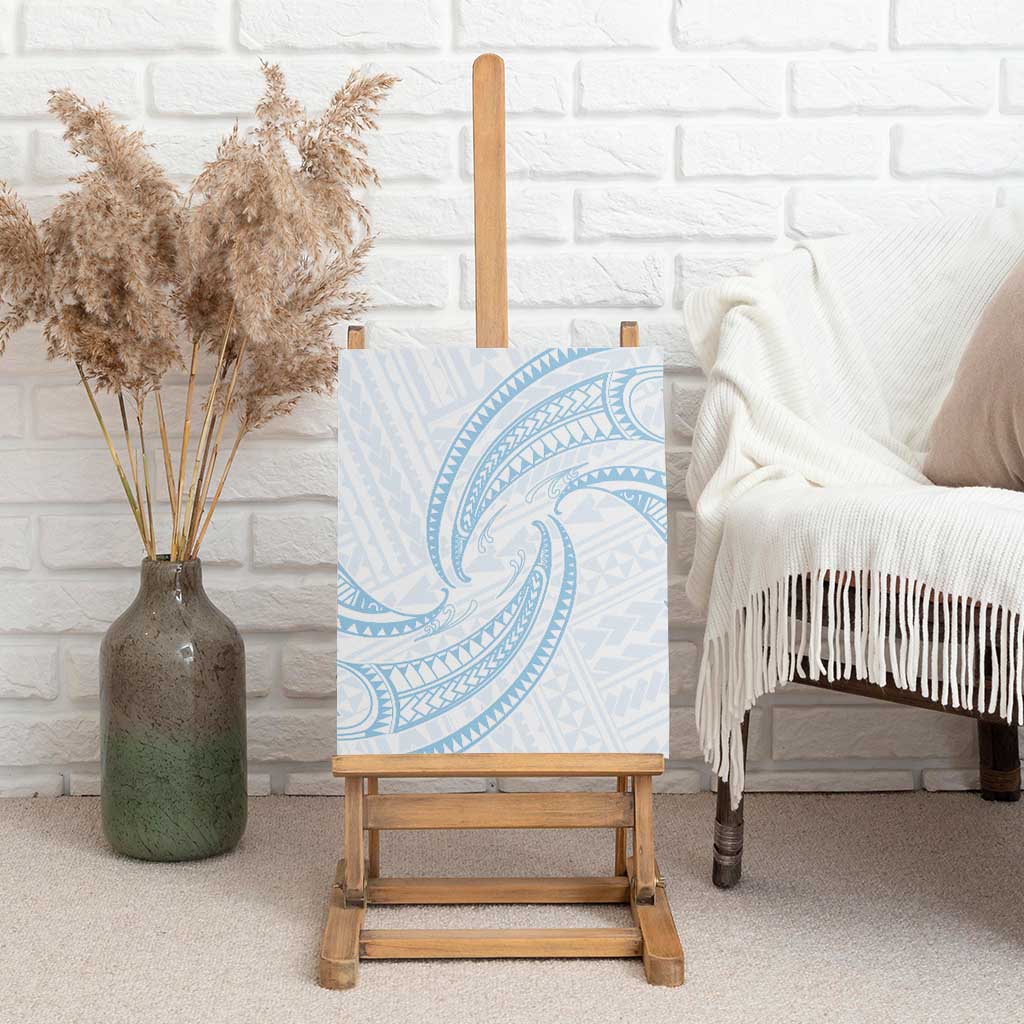 White Sunday Lotu Tamaiti Canvas Wall Art Polynesian Wave Pastel Sky Blue - Polynesian Pride