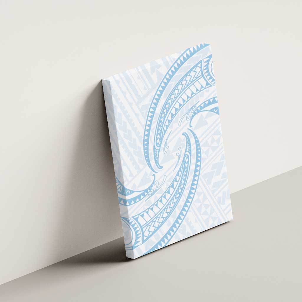 White Sunday Lotu Tamaiti Canvas Wall Art Polynesian Wave Pastel Sky Blue - Polynesian Pride