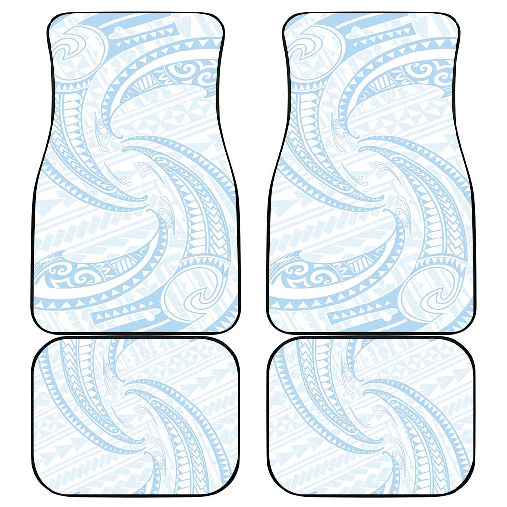 White Sunday Lotu Tamaiti Car Mats Polynesian Wave Pastel Sky Blue - Polynesian Pride