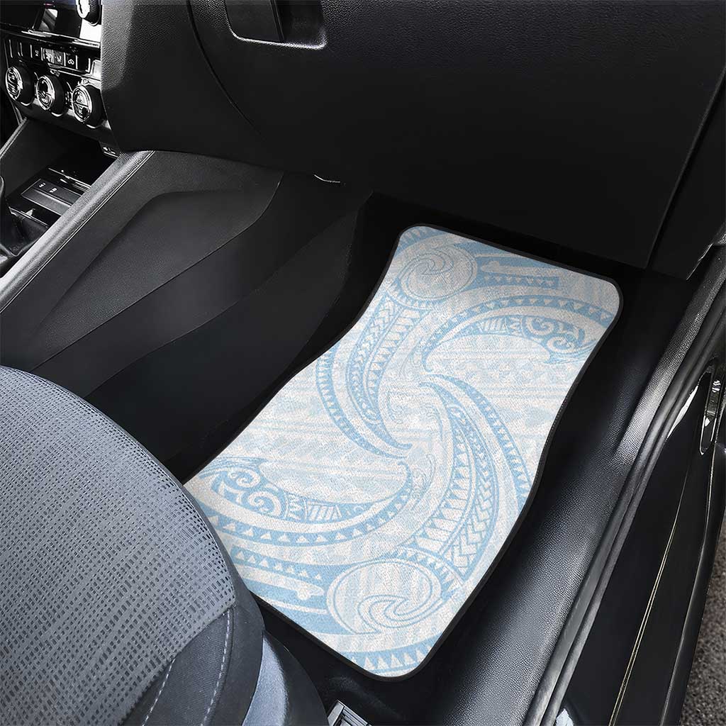 White Sunday Lotu Tamaiti Car Mats Polynesian Wave Pastel Sky Blue - Polynesian Pride