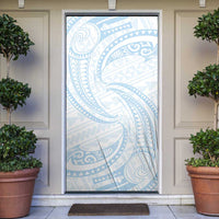 White Sunday Lotu Tamaiti Door Cover Polynesian Wave Pastel Sky Blue - Polynesian Pride